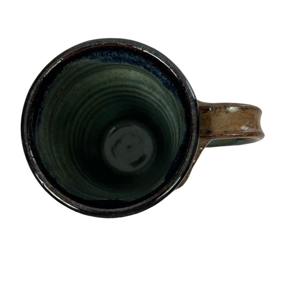 Handcrafted Pottery Studio Art Cup/Mug Drip Glaze 4.5” Height Handle Signed - Picture 5 of 9